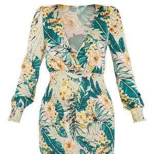 Pretty Little Thing - Green Floral Bodycon Dress